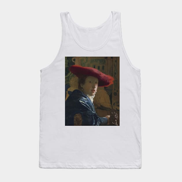 Girl with a Red Hat by Jan Vermeer Tank Top by Classic Art Stall